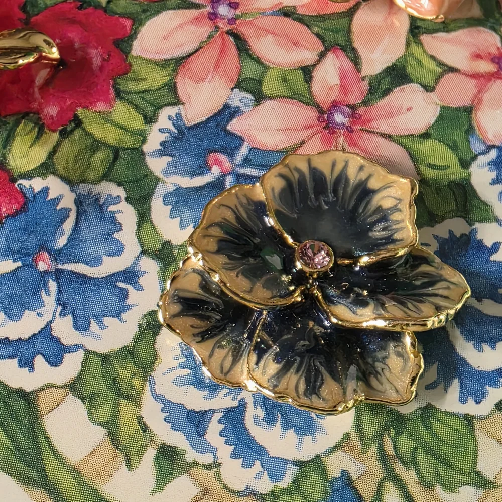 Vintage Joan Rivers Classic Interchangable Flower Brooch Set - Picture 7 of 10
